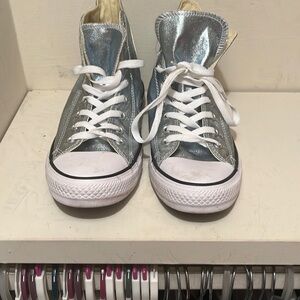 Metallic Blue High-Top Converse Sneakers